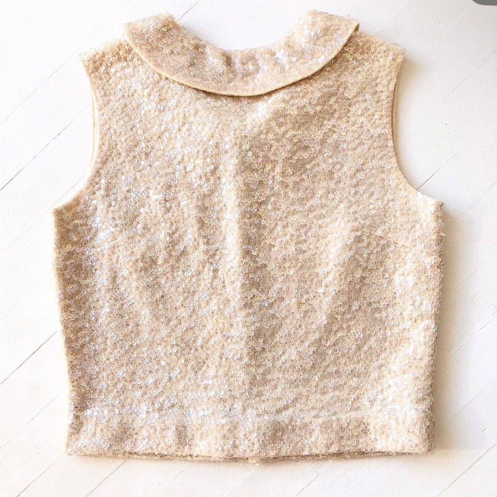 Stunning 1960s Wool Sequin Top Sweater mod coquette grace kelly Audrey Hepburn